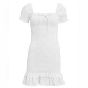 FAITHFUL THE BRAND Cette Smocked Linen Dress - White Ruche